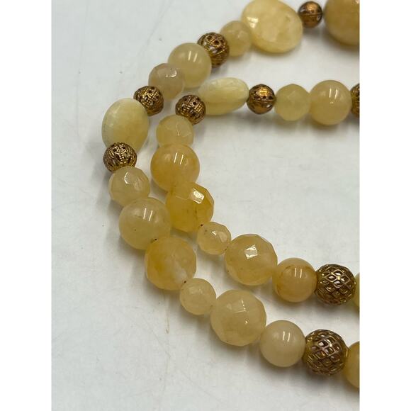 Kendra Scott Vintage Yellow Quartz Stone Graduated Beaded Necklace 925 clasp - Picture 7 of 12